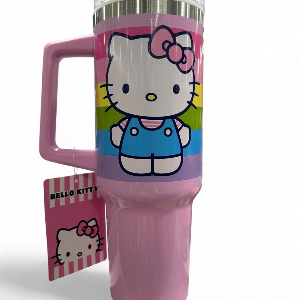 Hello Kitty Sanrio Pink Tumbler Cup Handle w straw 40oz